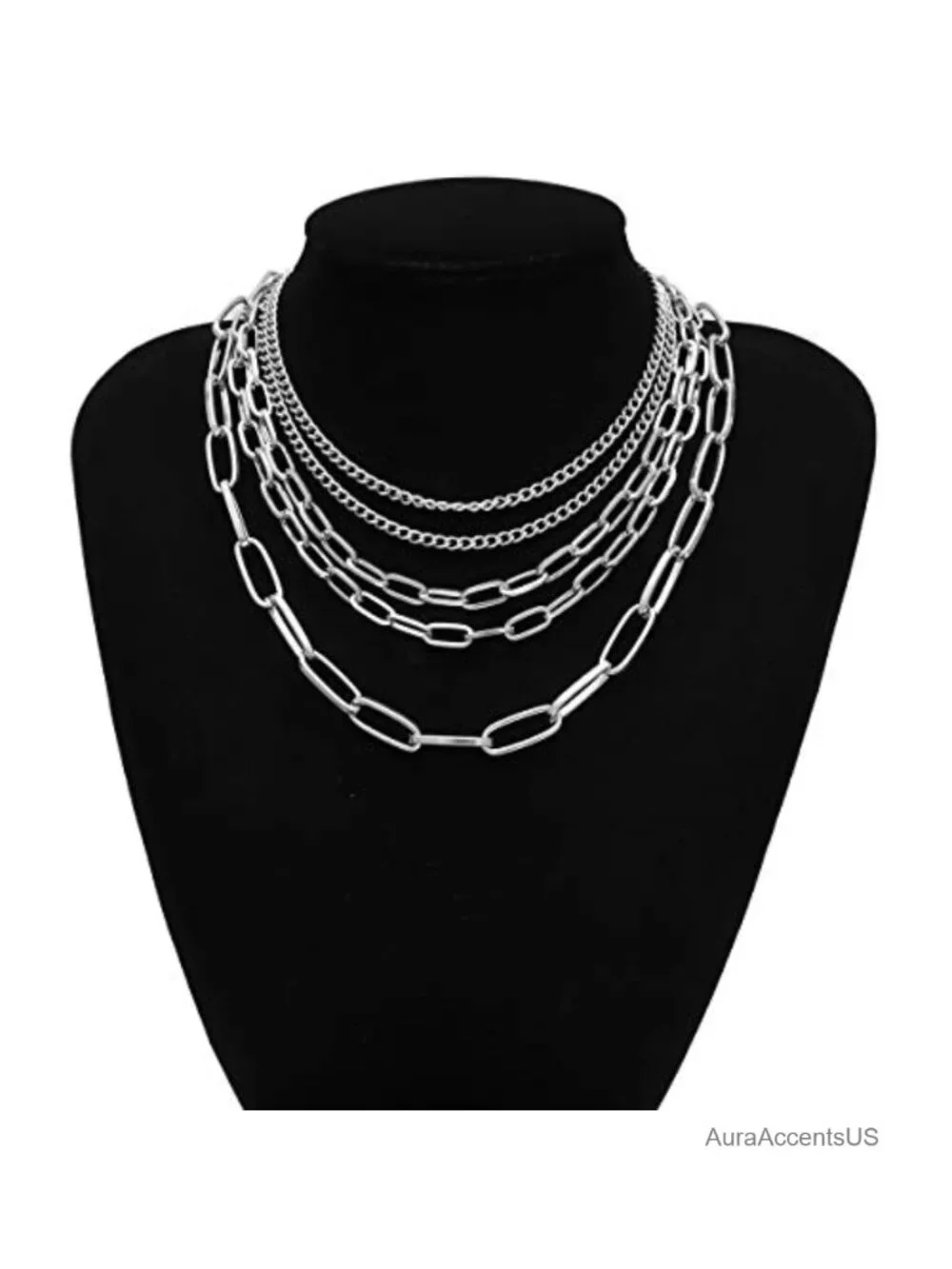 Layered Chain Necklace Set for Women 18 Inch Gold Plated Paperclip Chain Choker